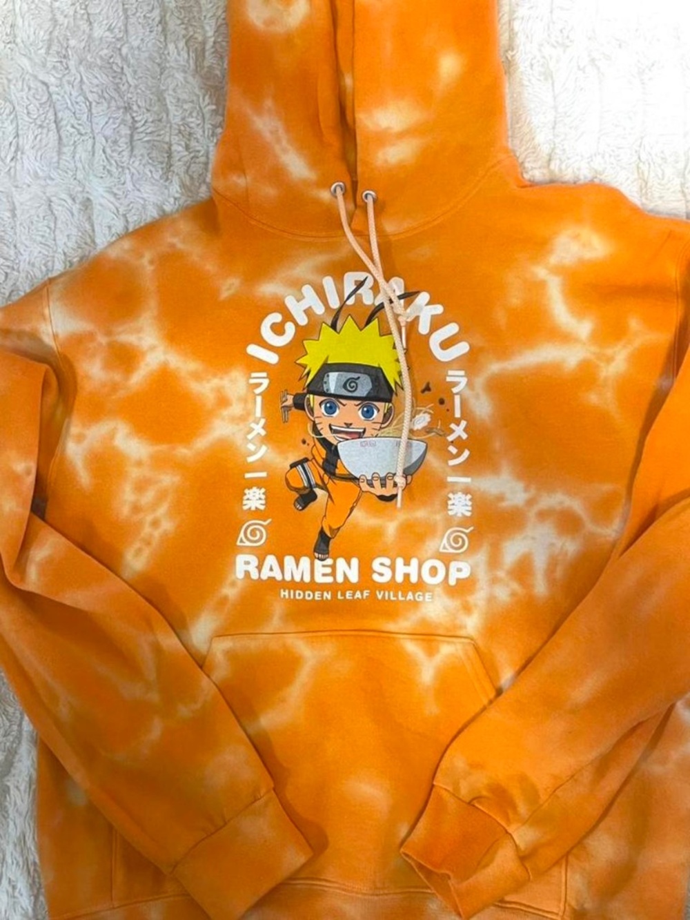 NWOT Naruto Shippuden Ichiraku Ramen Tie Dye Hoodie Anime Graphic Sweatshirt